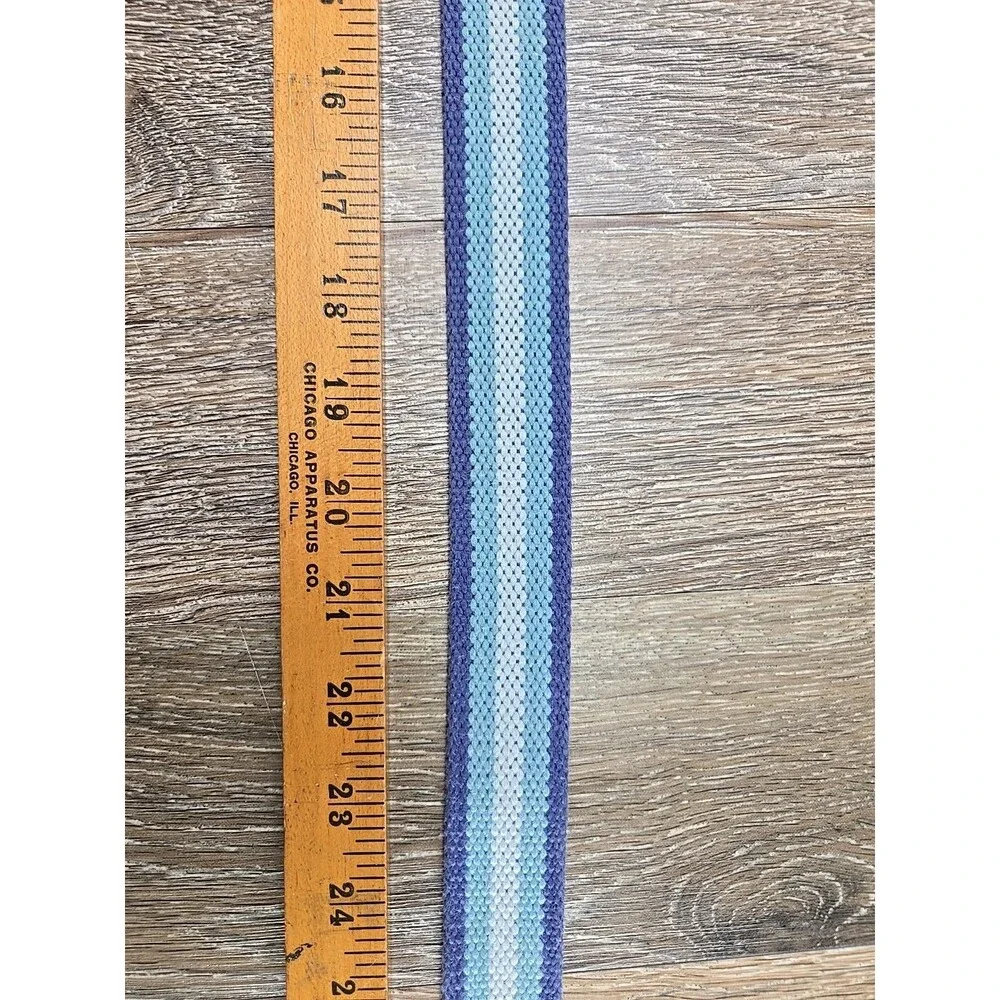 Vineyard Vines Boys Canvas D-Ring Belt Blue Stripe Canvas Leather Small (8-10)